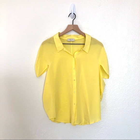Habitual 100% Silk Button Down Blouse Yellow XL - Picture 1 of 6
